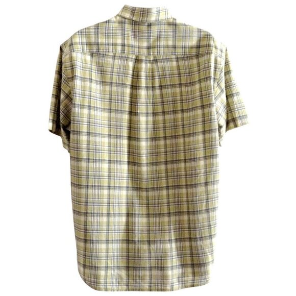 Eddie Bauer Men's Shirt Medium M Plaid Green Blue White Button Front SS - Picture 3 of 4